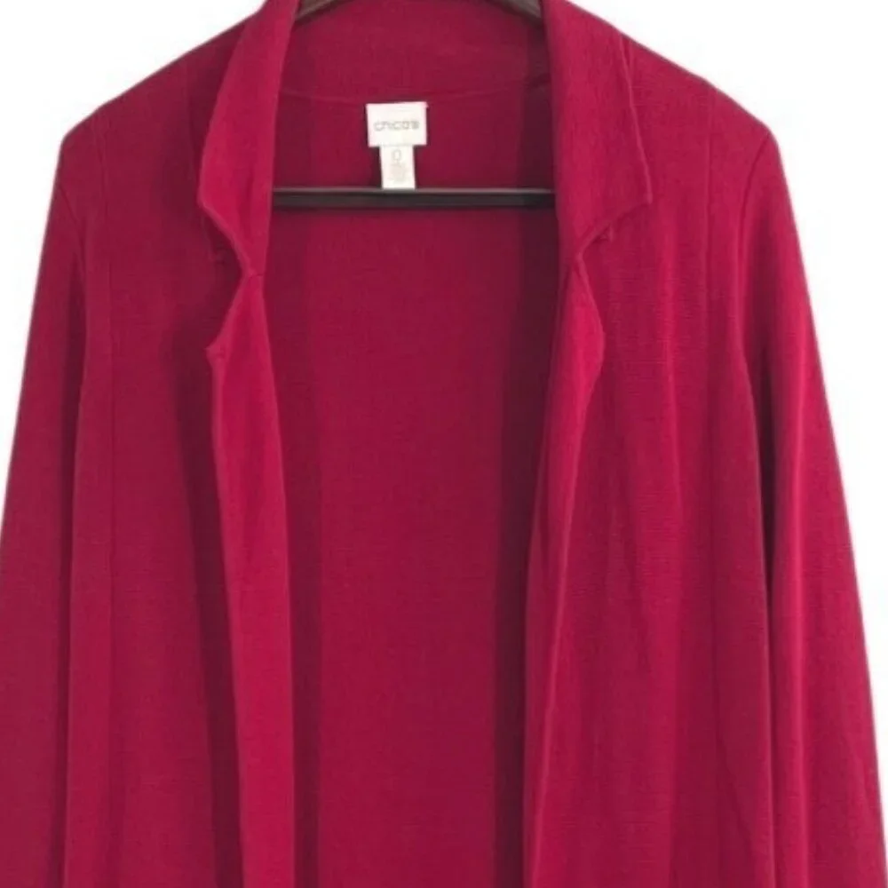 NWOT Chico's Women's Chunky Collared Red Duster Cardigan L